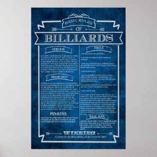 Billards Regeln Poster Art #8 Spielsaal Dekoration