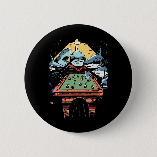 Billardspiel für Haifische Button (Vorderseite)
