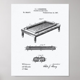 Billardtisch 1887 Patentart - Weißbuch Poster