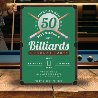 Billardtisch 50. Geburtstagsparty Einladung