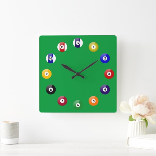 Billardtisch und -tische quadratische wanduhr (Zuhause)