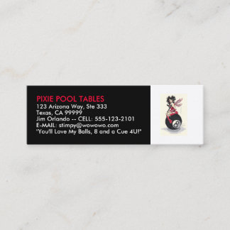 BILLARDTISCHE U. BILLARD - VISITENKARTE-SCHABLONE MINI VISITENKARTE