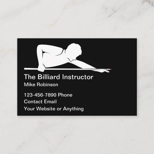 Billardtrainer-Lektionen Einfache Visitenkarten Visitenkarte (Vorderseite)