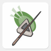 Billardtriangle und Cue-Stick Quadratischer Aufkleber (Vorderseite)