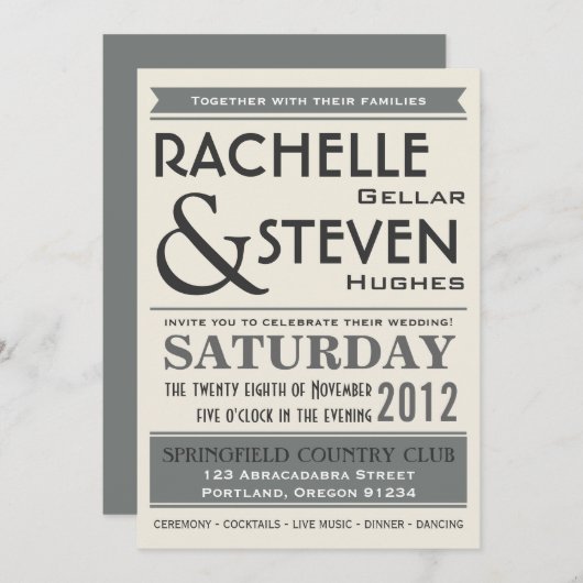 Billboard Hochzeitskollektion Einladung (Vorne/Hinten)