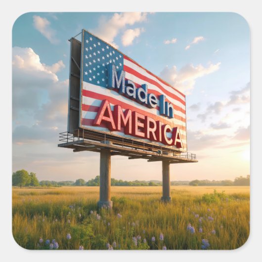 Billboard in Amerika in einem Land Quadratischer Aufkleber (Vorderseite)