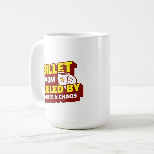 Billet-Mama mit Kaffee und Chaos Kaffeetasse (Vorderseite Links)