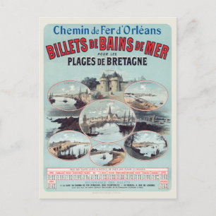 Billets de Mer France Vintage Poster 1888 Postkarte