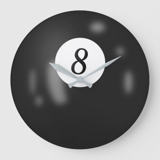 Billiard 8 Ball Große Wanduhr (Vorderseite)