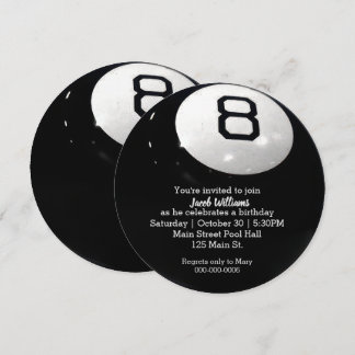 Billiard Aight Ball Birthday Invite Einladung