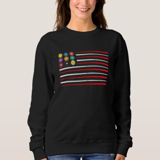 Billiard American Flag Cue Pool Balls Billiard Pl Sweatshirt (Vorderseite)