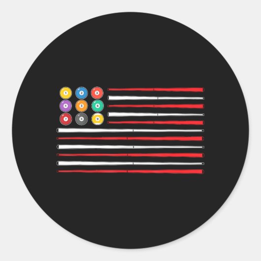 Billiard American Flag Cue Pool Balls Billiard Runder Aufkleber (Vorderseite)
