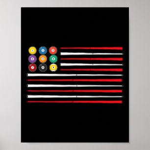 Billiard American Flag Cue Pool Billiard Player G Poster