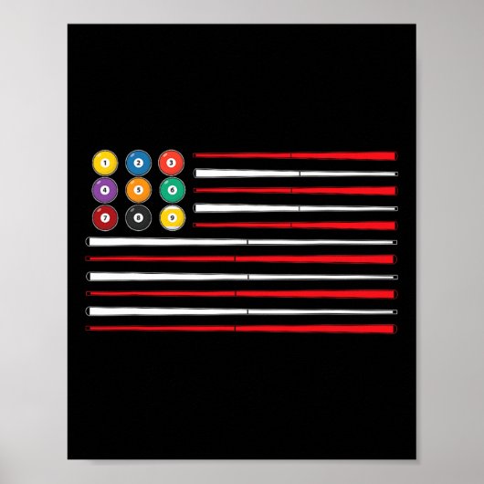 Billiard American Flag Cue Pool Billiard Player G Poster (Vorne)