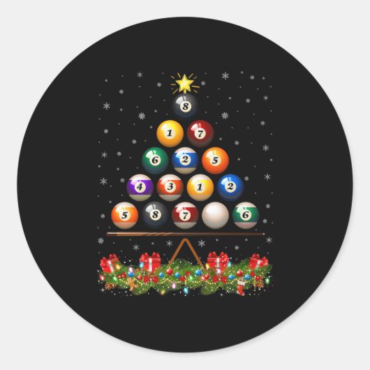 Billiard Ball Christmas Tree Lights Ol Billiards X Runder Aufkleber (Vorderseite)