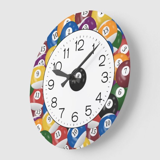 Billiard Ball Collection Große Wanduhr (Winkel)