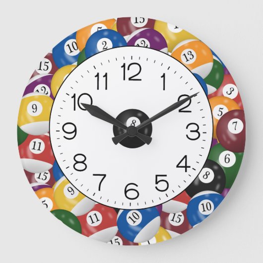 Billiard Ball Collection Große Wanduhr (Vorderseite)