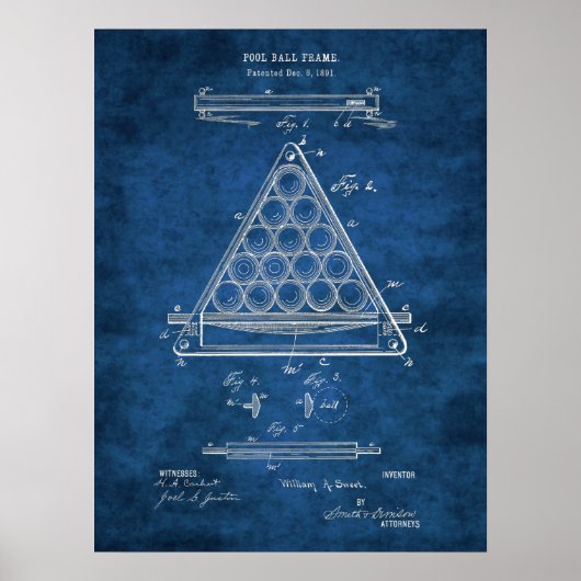 Billiard Ball Patent Art #3 Rec Room Wall Art Poster (Vorne)