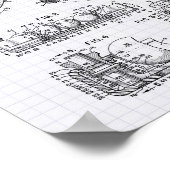 Billiard Ball Rack 1969 Patentart - Lined Peper Poster (Ecke)