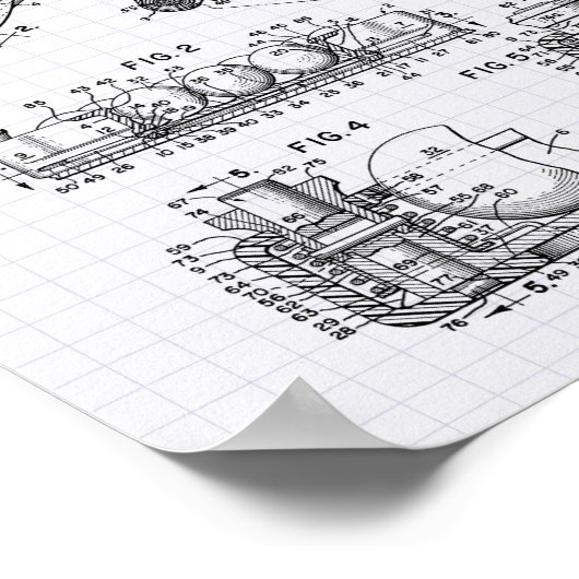 Billiard Ball Rack 1969 Patentart - Lined Peper Poster (Ecke)