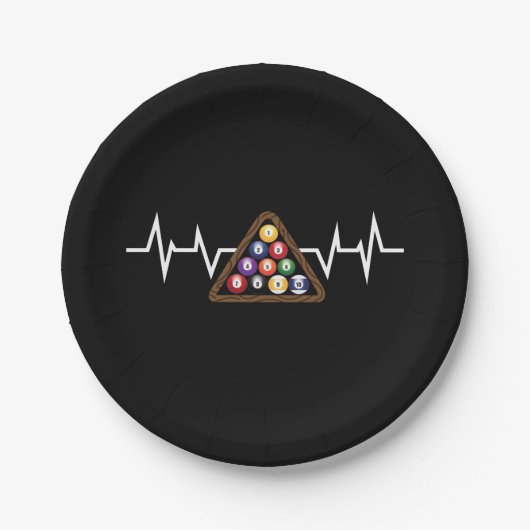 Billiard Ball Rack Heartbeat Pappteller (Vorderseite)