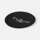 Billiard Ball Rack Heartbeat Pappteller (Schrägansicht)
