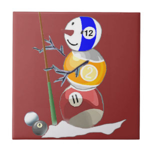 Billiard Ball Snowman Fliese