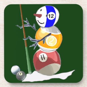 Billiard Ball Snowman Getränkeuntersetzer