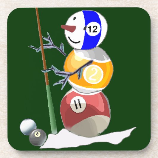 Billiard Ball Snowman Getränkeuntersetzer (Vorderseite)