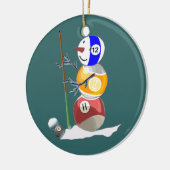 Billiard Ball Snowman Keramikornament (Links)