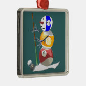 Billiard Ball Snowman Ornament Aus Metall (Rechts)