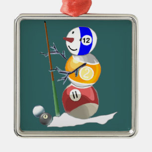 Billiard Ball Snowman Ornament Aus Metall