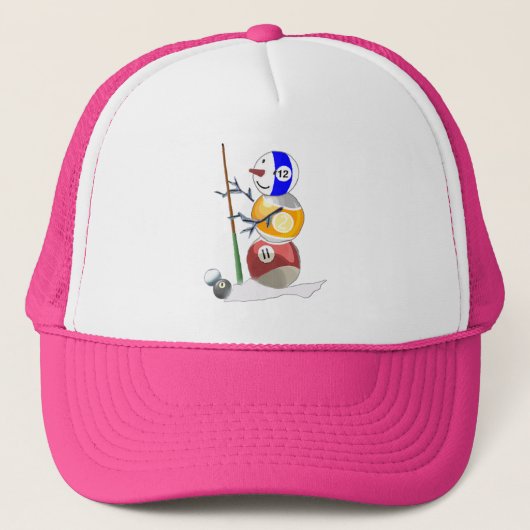 Billiard Ball Snowman Truckerkappe (Vorderseite)