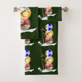 Billiard Ball Snowman Weihnachten Badhandtuch Set