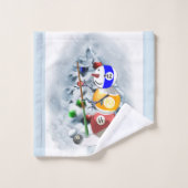 Billiard Ball Snowman Weihnachten Badhandtuch Set (Waschlappen)
