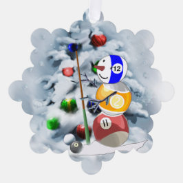 Billiard Ball Snowman Weihnachten Ornament Karte