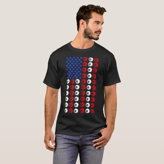 Billiard Ball US American Flag Pool Aight Ball T-Shirt (Vorne ganz)