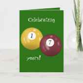 Billiard Balls 17. Geburtstag Karte (Vorderseite)