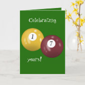 Billiard Balls 17. Geburtstag Karte (Gelbe Blume)