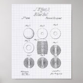 Billiard Balls 1865 Patent Art - Lined Peper Poster (Vorne)