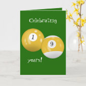 Billiard Balls 19. Geburtstag Karte (Gelbe Blume)