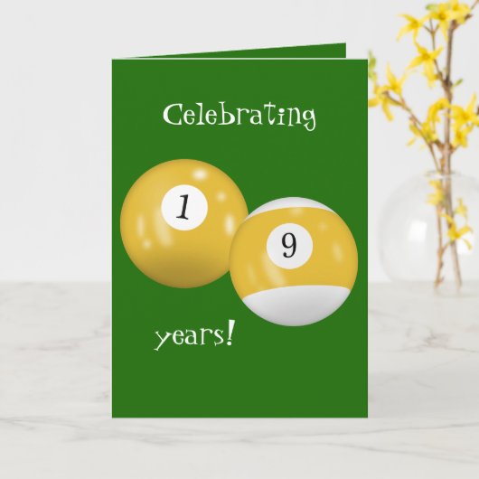 Billiard Balls 19. Geburtstag Karte (Gelbe Blume)