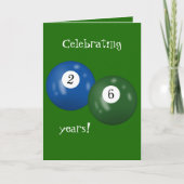 Billiard Balls 26. Geburtstag Karte (Vorderseite)