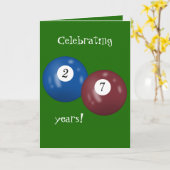 Billiard Balls 27. Geburtstag Karte (Gelbe Blume)