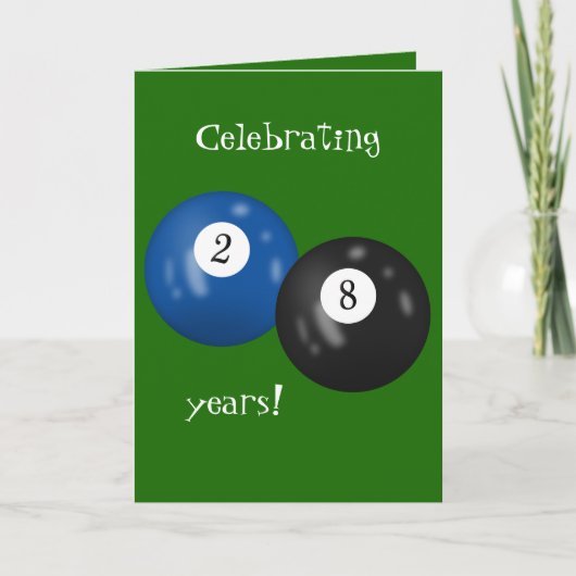 Billiard Balls 28. Geburtstag Karte (Vorderseite)