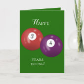 Billiard Balls 34. Geburtstag Karte (Vorderseite)