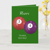 Billiard Balls 34. Geburtstag Karte (Gelbe Blume)
