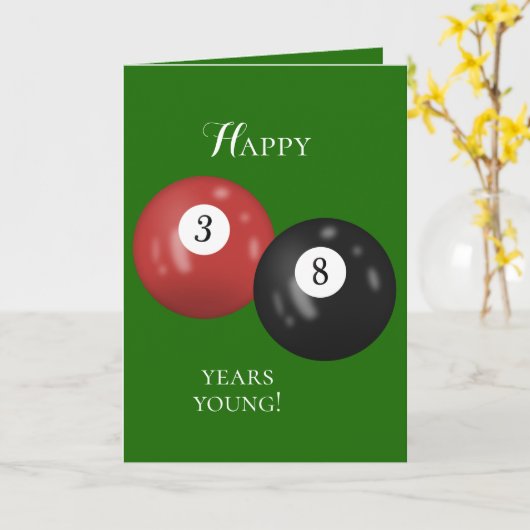 Billiard Balls 38. Geburtstag Karte (Gelbe Blume)