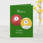 Billiard Balls 39. Geburtstag Karte (Gelbe Blume)