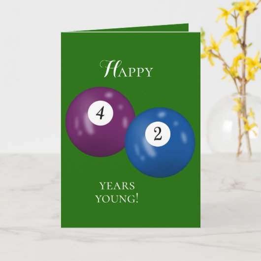 Billiard Balls 42. Geburtstag Karte (Gelbe Blume)